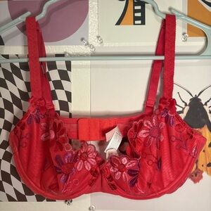 Victoria's Secret Red and Purple Floral Bra